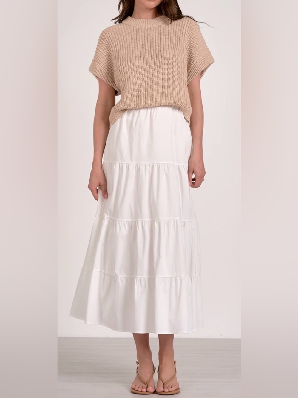Elan Opal Sweater Dress | white/beige | size: M